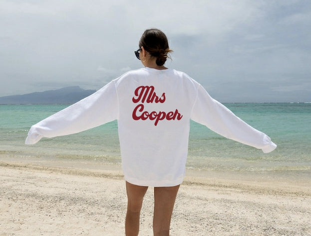 personalised mrs sweatshirt for honeymoon