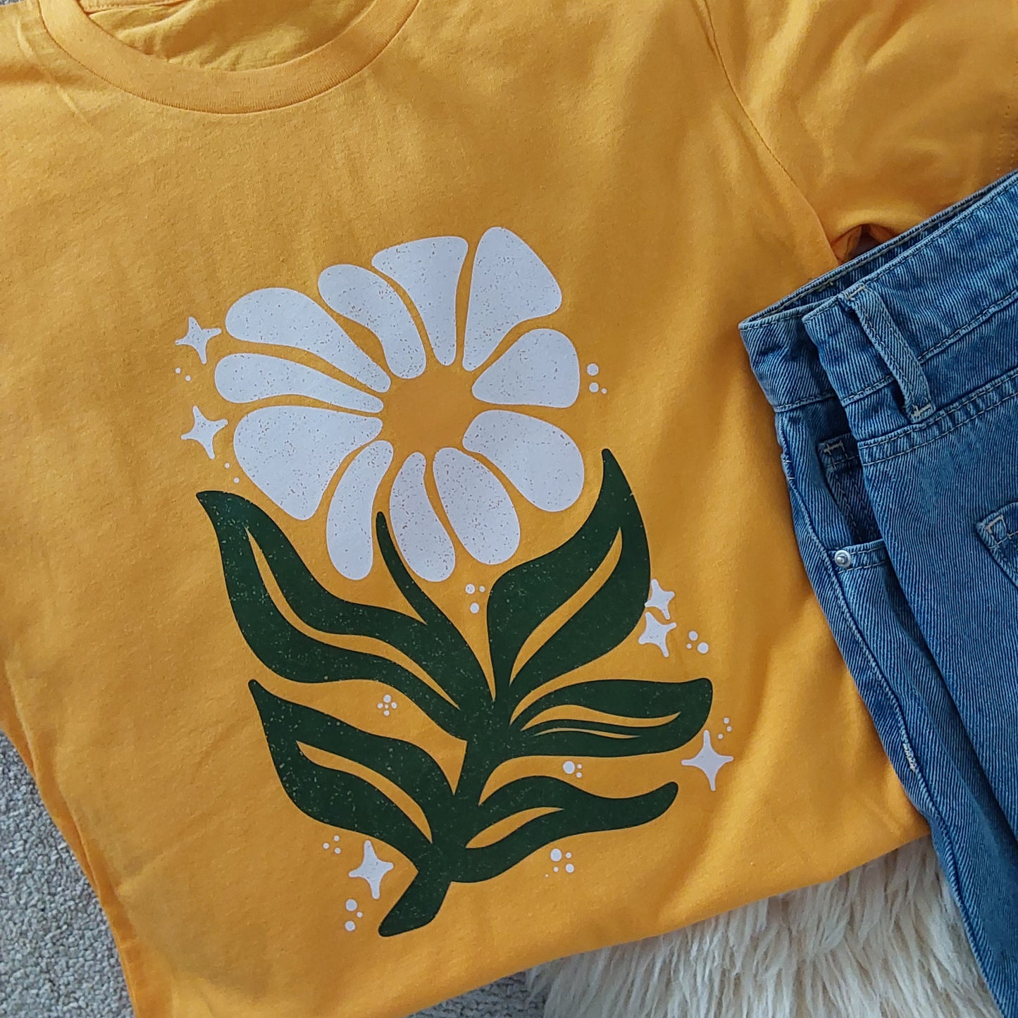 Yellow boho flower tshirt