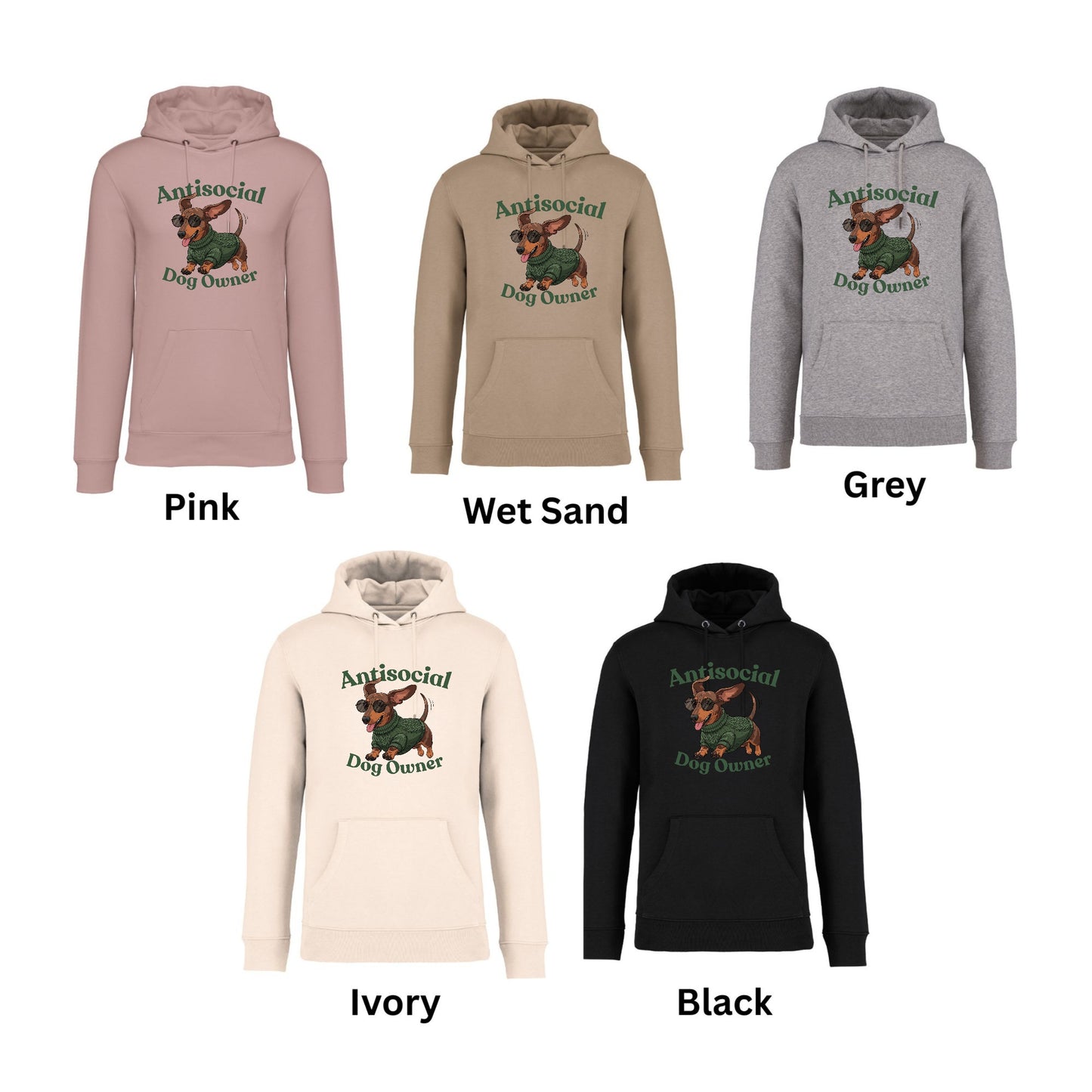 Antisocial Dog Owner Hoodie with Dachsund Print