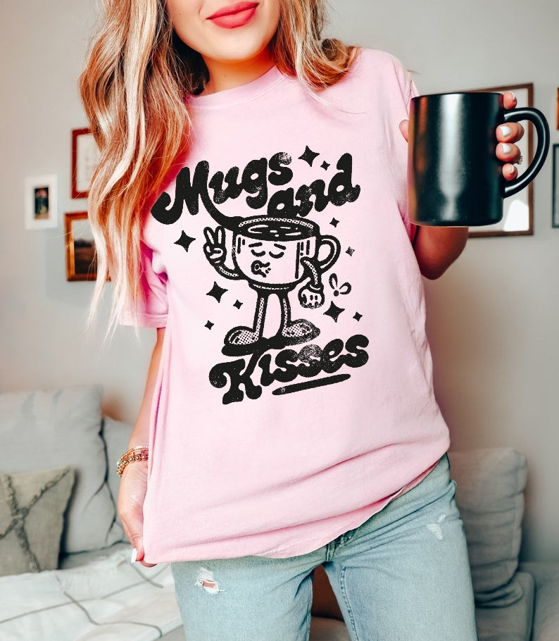 Retro Coffe Mugs and Kisses T-shirt