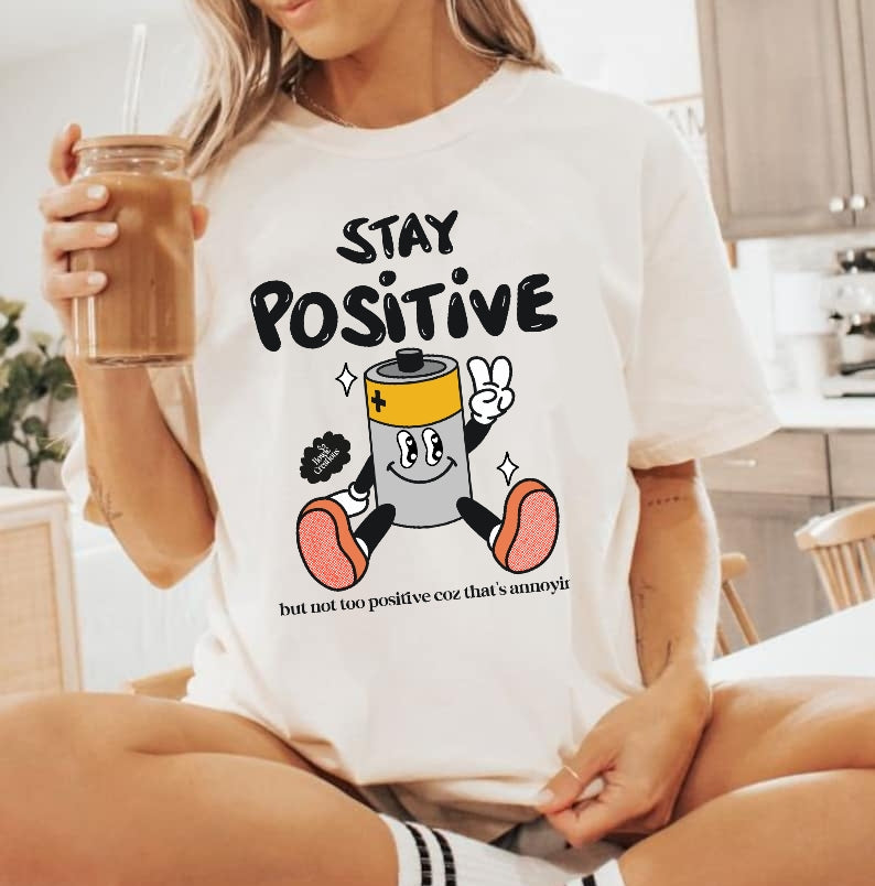 Stay Positive Groovy Graphic T-shirt