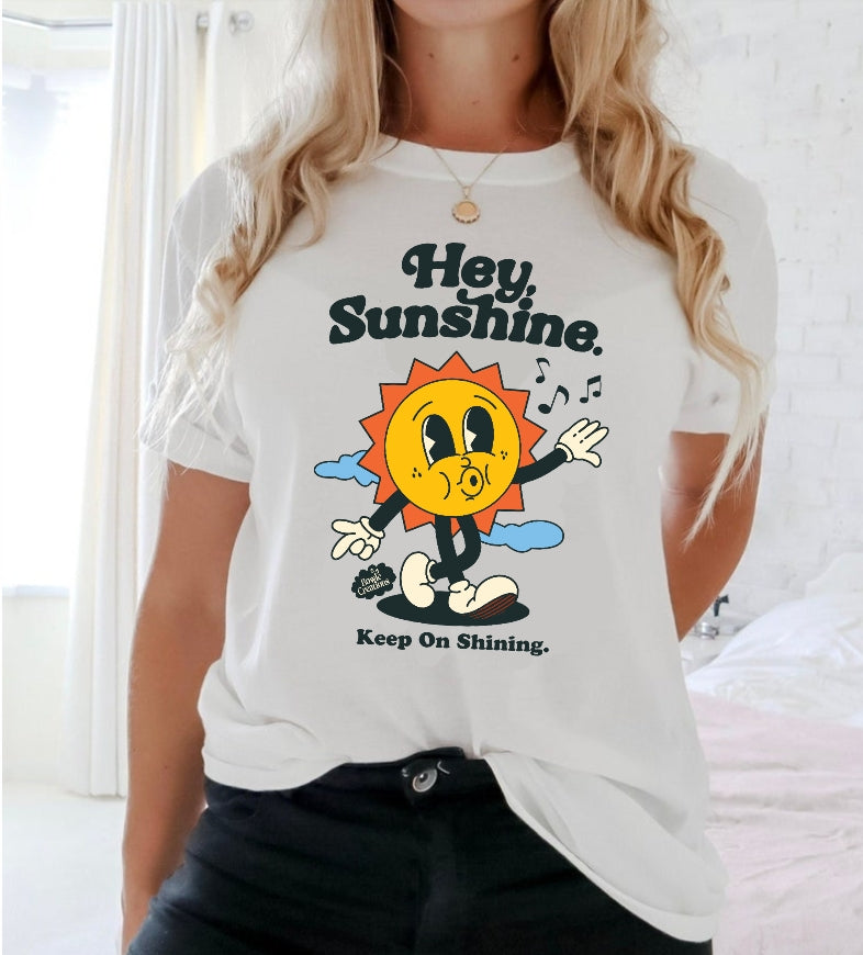 hey sunshine retro graphic tshirt