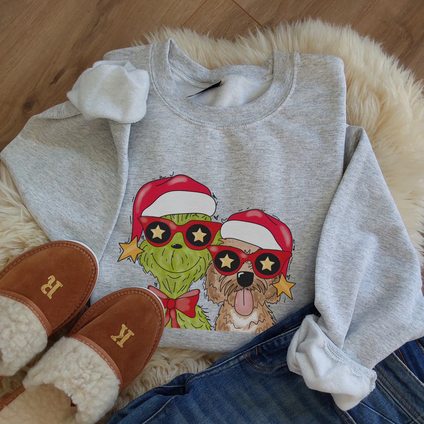 Personalised "Grinch & Dog" Christmas Sweatshirt