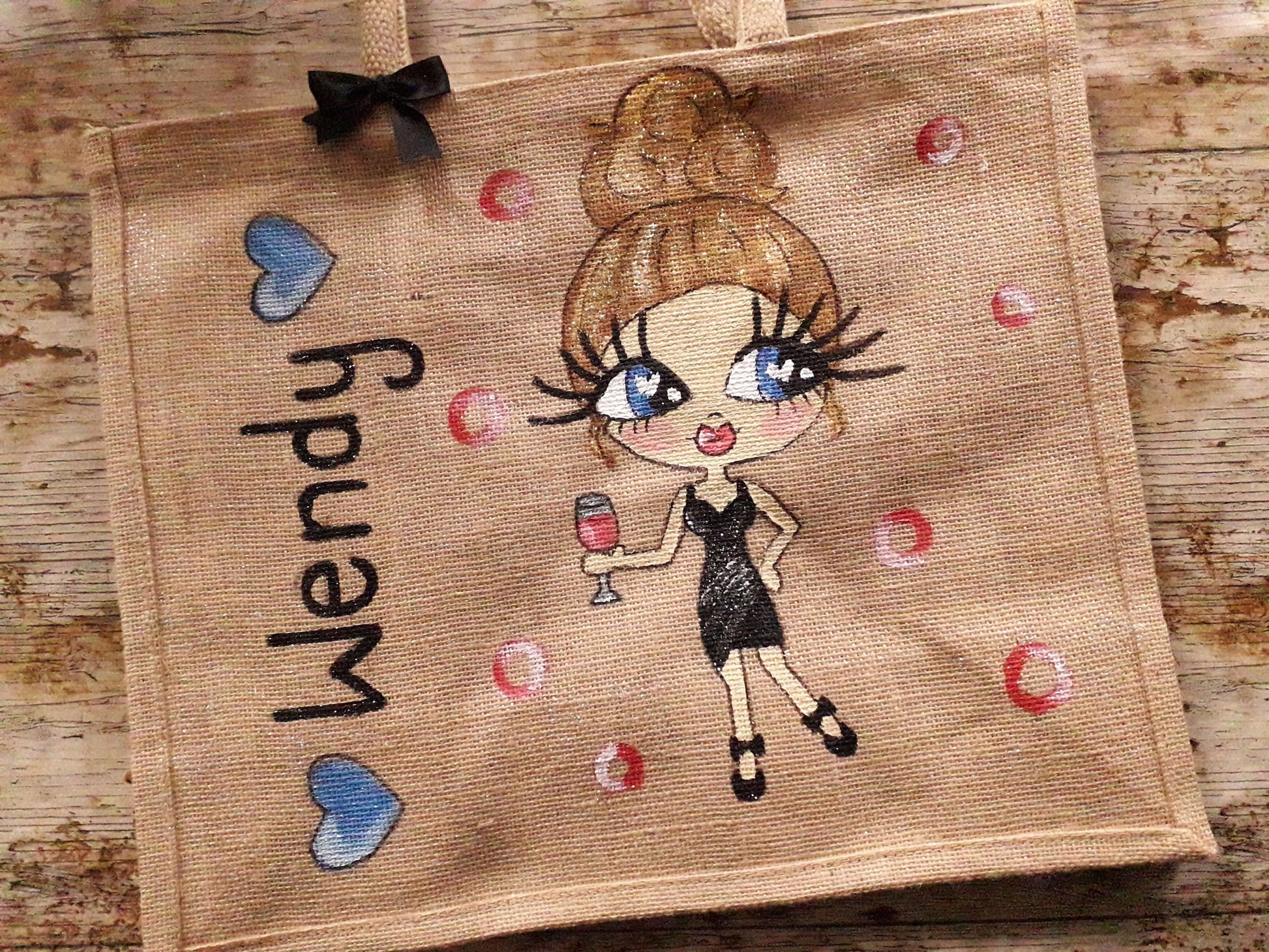 large personalised jute bag