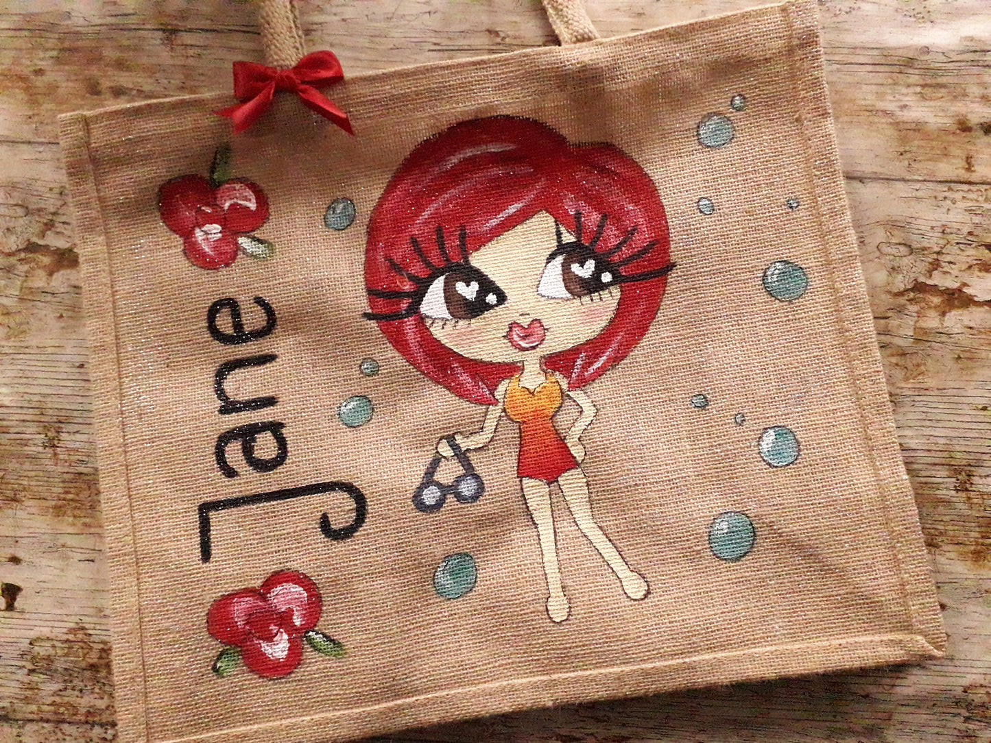 large personalised jute bag