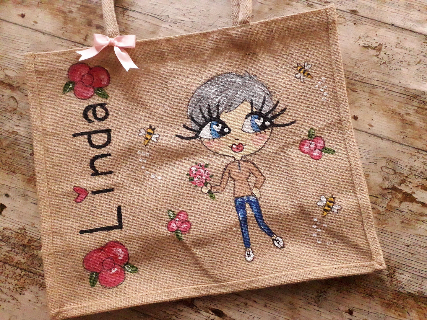 large personalised jute bag