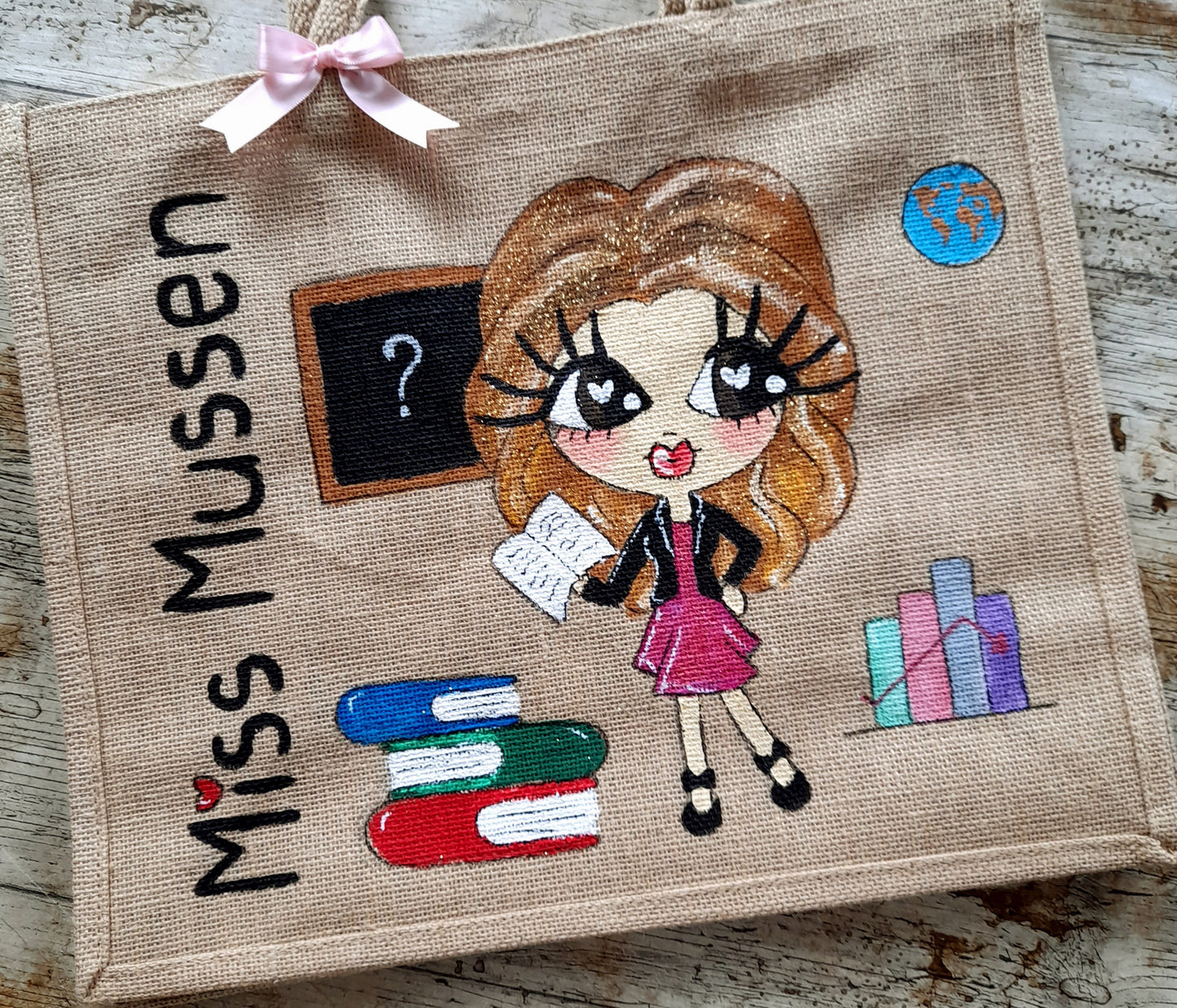 Personalised teacher jute bag