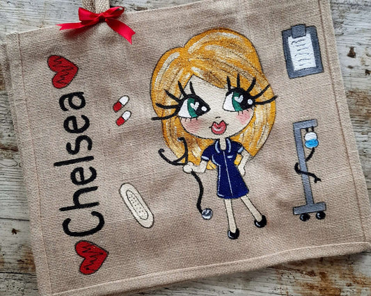 Personalised nurse jute bag