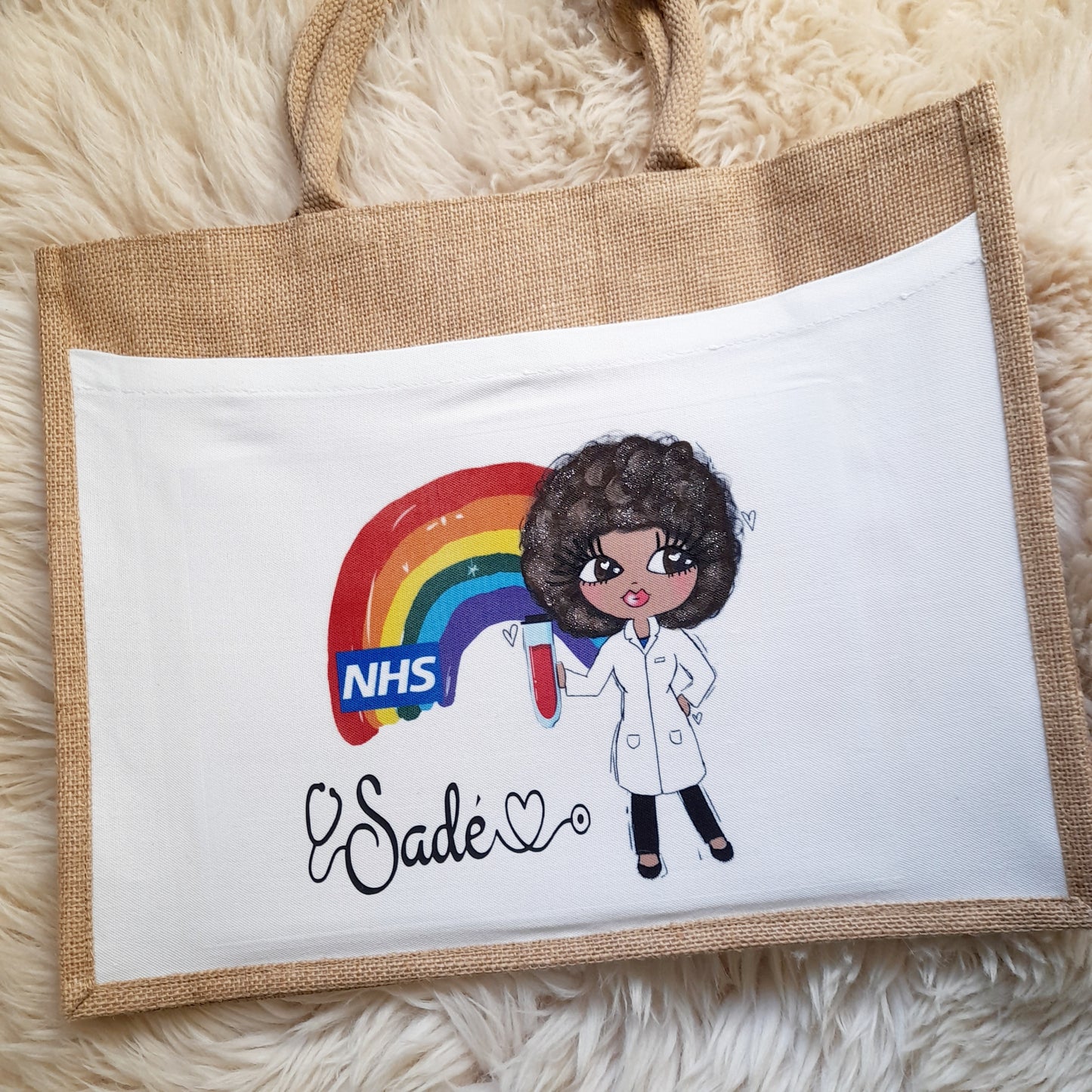 Personalised Nurse Jute Bag with Pocket
